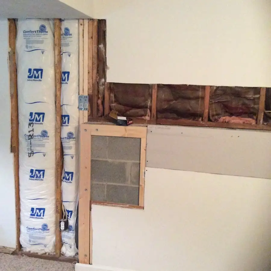 Wall insulation replacement during Basement Flood Cleanup in Wellington